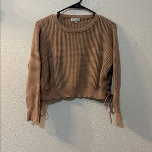 Warm & Cozy Tan Knit Sweater with Side Ties